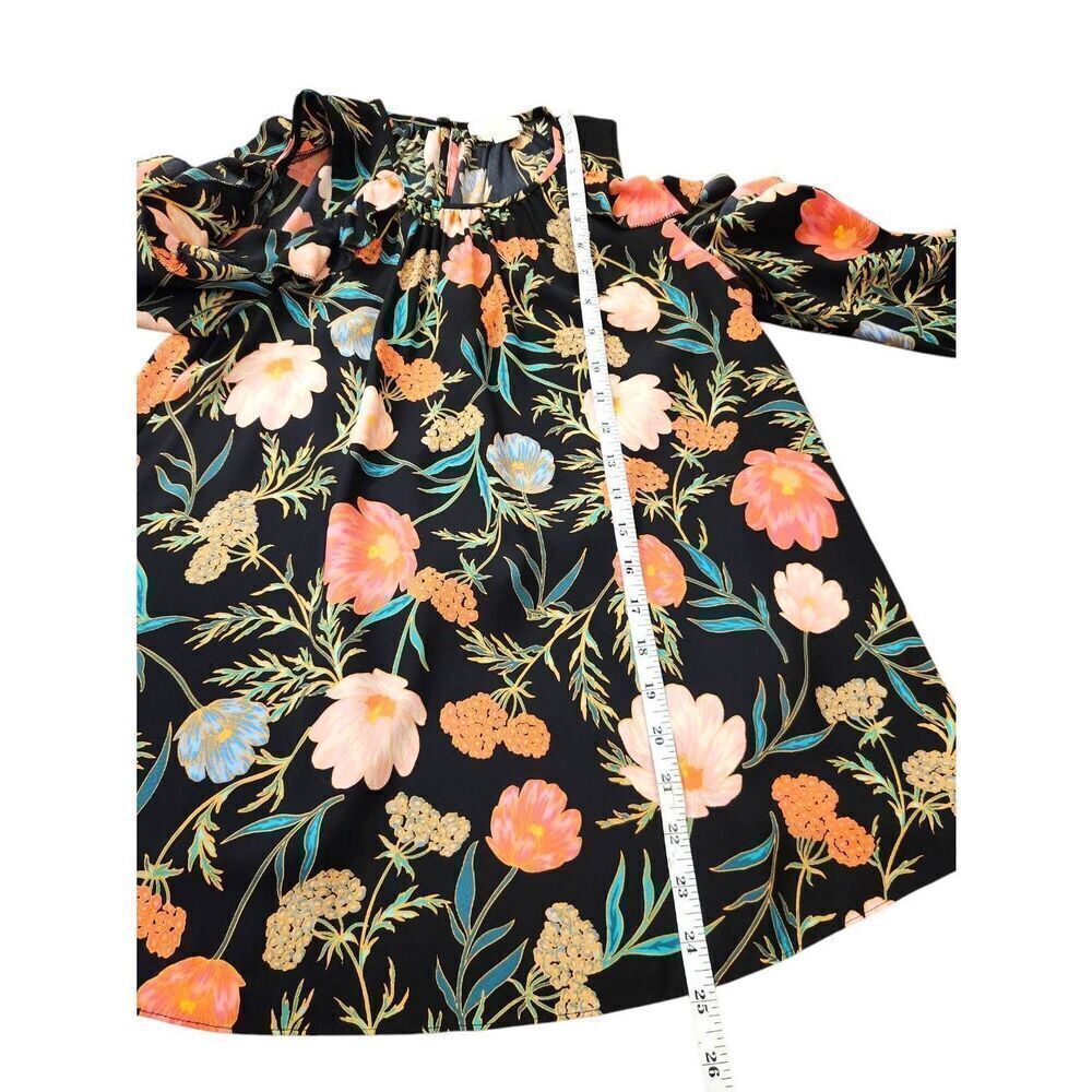 kate spade new york Blossom-Print Cold-Shoulder Top Black Floral Flowers XXS - Picture 6 of 10